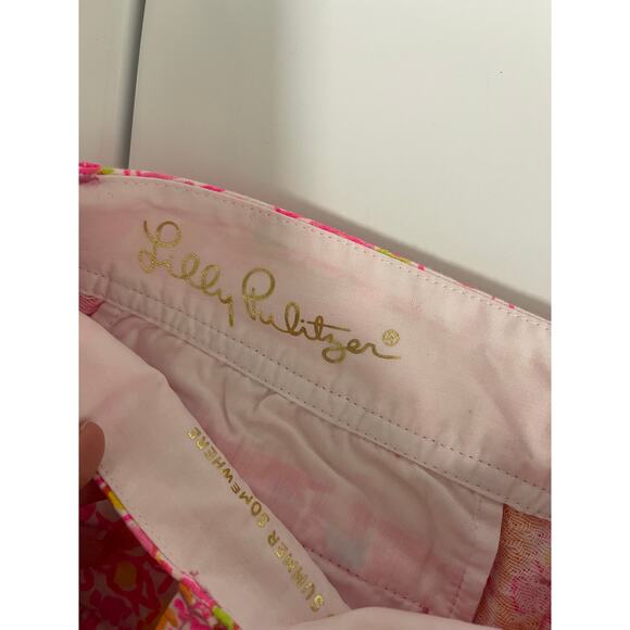 Lilly Pulitzer The Callahan Short Tiki stand pink yellow size 2 - Picture 2 of 7